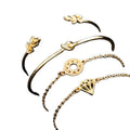 4 Pcs/ Set Bohemian Leaves Knot Round Chain Cuff Gold Bracelet Set for Women Fashion Bracelet Set Jewelry