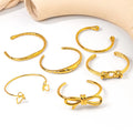 JUSNOVA Women's 18K Gold Plated Stainless Steel Cuff Bracelet Heart-shaped Open Wrist Wrap with Classic Rope Chain Wholesale