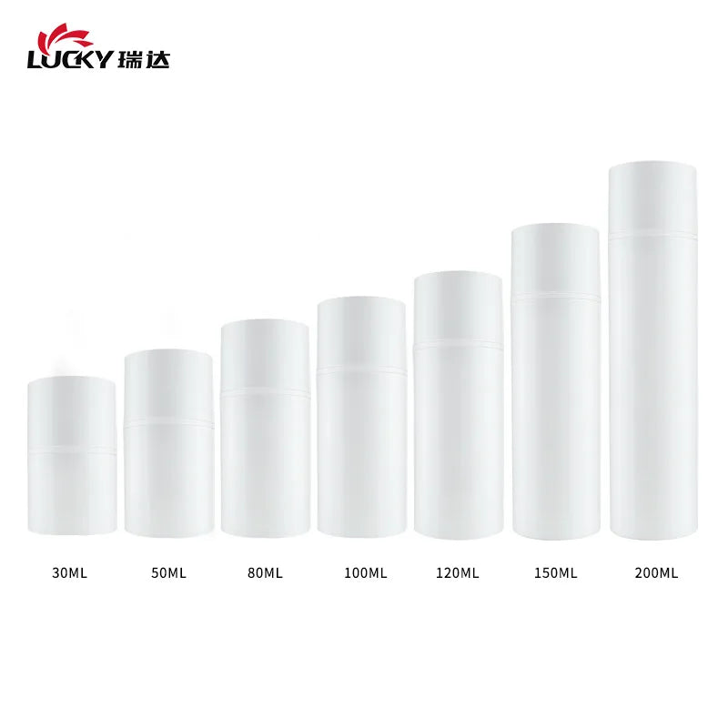 White Plastic 30ml 50ml 80ml 100ml Vacuum Airless Pump Bottles Skin Care Essence Lotion Cosmetics Shampoo-PP Material 200ml