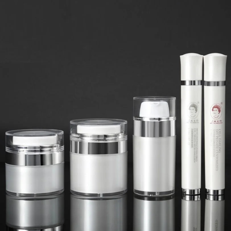 Custom logo Empty Plastic Cosmetic Package 30ml 50ml Airless Pump Bottle and Jar with Eye Cream Electronic Ball Vibration Tube