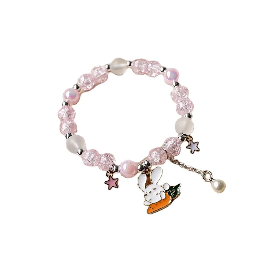 2024 New Literary Temperament Girlfriends Pop Flower Crystal Bracelet Female Japanese and Korean Kitten Bracelet
