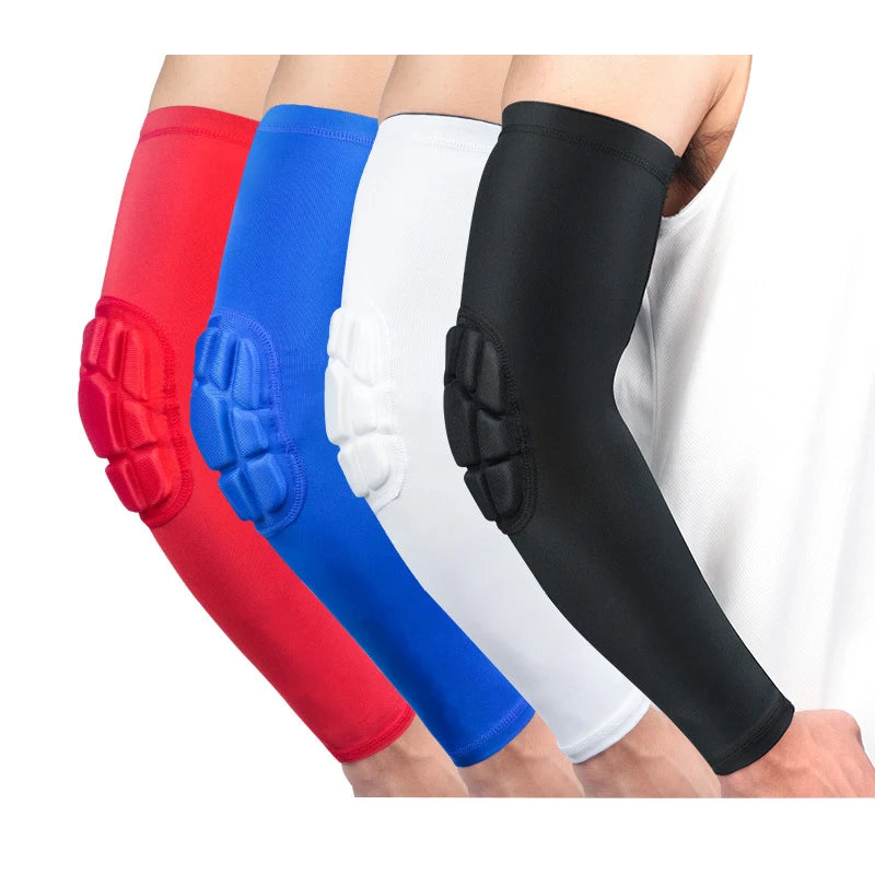 Flexible Breathable Honeycomb Anti-Collision Sports Elbow Brace Protective Arm Sleeve for Basketball and Football Equipment