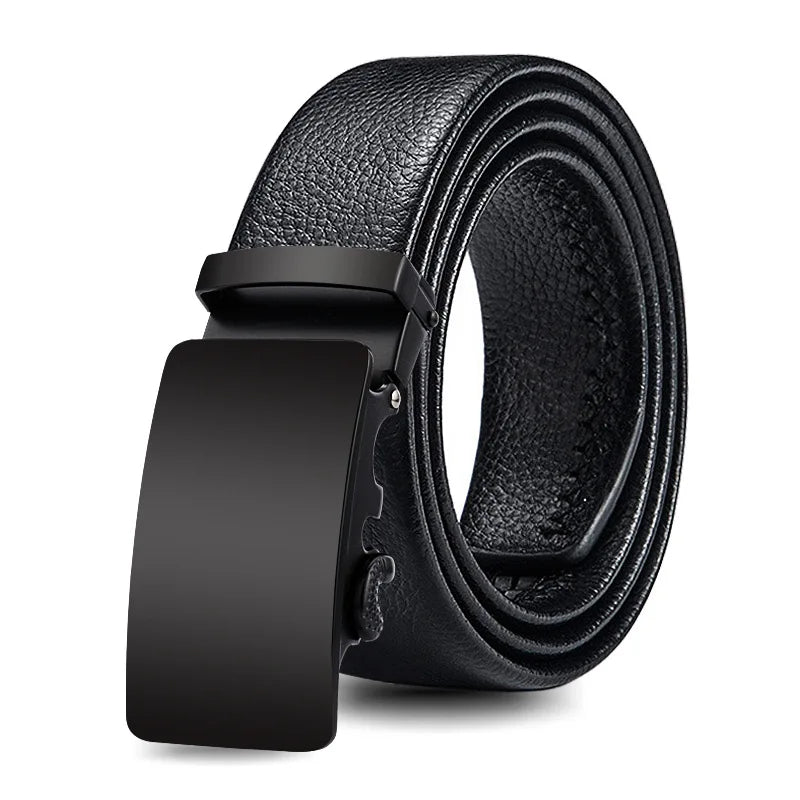 Factory Promotion Wear-resistant PU Waistband Men Business Automatic Belt with Metal Buckle PU Leather Belts for Men's Gift