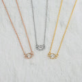 CZ Crystal Shiny Rhinestone Pendant Choker Necklace Stainless Steel Fine Jewelry Gold Plated Link Chain Perfect Gift for Ladies