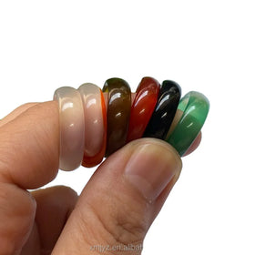 Certified White Agate Ring Red Green and Black Chalcedony Round Ring 11 Yuan Pattern Stall Running Jiangyuan Jade Source Ring
