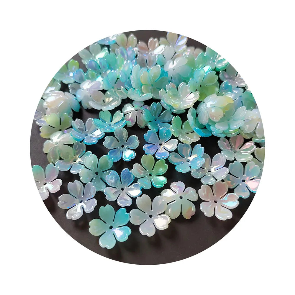 500g Mixed Gradient Color Acrylic Flower Bead Caps Five Petals Floral Loose Spacer for Jewelry Craft Making
