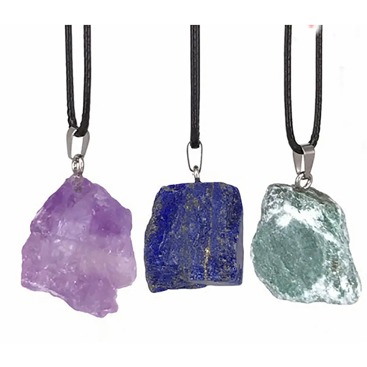 Irregular Raw Tumbled Gemstone Pendant Necklace Quartz tiger Eye Turquoise Amethyst Crystal Lapis Lazuli Reiki Healing