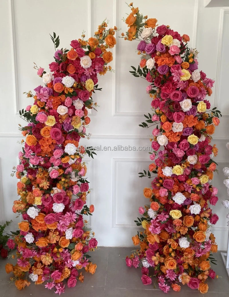 Wholesale Horn Flower Arch Set Artificial Pink Wedding Flower Arch Backdrop Wedding Decoration Flowers Arch