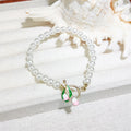 New Arrival Fashion Jewelry Tulip Flower OT Clasp White Pearl Bracelet Gold OT Buckle Beaded Bracelet for Girl Birthday Gifts