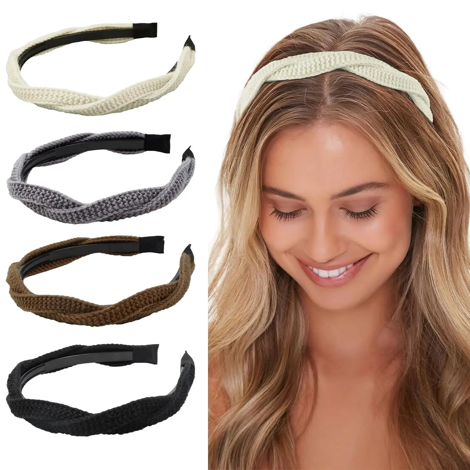 Manufacturer's Women's Headbands Fashion Solid Colors Hair Accessories Braided Knitted Non-Slip Hairband for Girls