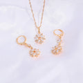 Wholesale Dainty Charm Chain Gold Plated Cubic Zirconia Necklace Pendant Copper Alloy Joyeria Jewelry Aretes Set