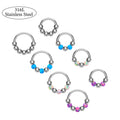 316L Stainless Steel 16G Piercing Nose Rings Opal Stone 8mm Septum Clicker Earrings Helix Daith Lobe Ear Women Piercing Jewelry