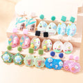 Vintage Bohemian Enamel Resin Acrylic Drop Earrings Women's Summer Clip-On Boho Fashion Jewelry