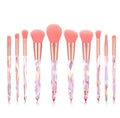 10pcs Diamond Makeup Brushes Private Label Powder Foundation Eye Shadow Crystal Professional Colorful Makeup Brush Set