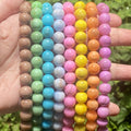 AsVrai U Natural Stone Beads Multicolor Striped Persian Jade Round Loose Spacer Beads for Jewelry Making Findings DIY Bracelet