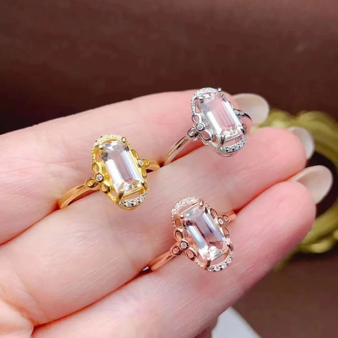 New Design 925 Sterling Silver Gold Filled Natural Scapolite Stone Fashion Fine Women Jewelry Rings Wholesale