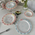Korean Girl Heart Ceramic Plate Lace Bow Cutlery Cute Wave Dot Snack Fruit Plate