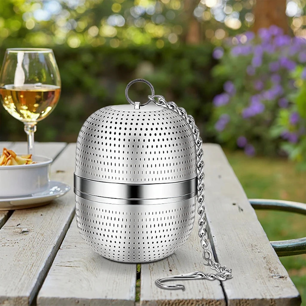 304 Stainless Steel Mesh Reusable Eco-Friendly Vintage Brushed Tea Infuser Teapot Filter with Durable Elegant Tea Ball