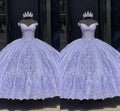 2026 Lilac Bling Quinceanera Dresses Off the Shoulder Embroidered Appliqued Beaded Princess Ball Gown Sweet 16 Dress MQ413