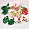Custom Boho Beaded Earrings Trendy Handmade Seed Bead Dangle Earrings