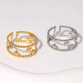 BM Quality 18K Gold-plated Non-fading Hollow Star Stainless Steel Rings