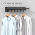Wall Mount Retractable Folding Extendable Clothes Hanger Cloth Drying Rack Indoor Aluminum