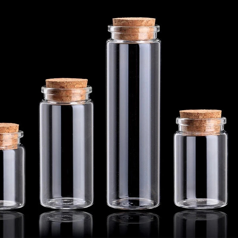Hangzhou Factory 20ml 30ml 50ml 65ml 90ml Many Size Clear Glass Tube Medical Wishing Bottle with Amber Cork