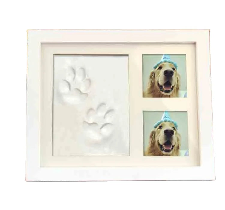 Pet Paw Print Dog Cat Footprint Collection Handmade New Zealand Pine Photo Frame Painted Surface Minimalist Design for DIY