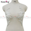 Keering Rhinestone Applique Lace Flower Applique Patch for Wedding WDP-305