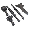 Maderotherapy Anti Cellulite Massage Set Wooden Roller Lymphatic Drainage Tool - 5 in 1 Black Maderotherapy Kit