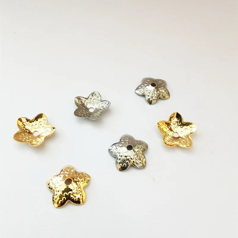 5-Petal Flowers Filigree Gold Spacer Beads Non-Tarnish Stainless Steel Cups End Caps for DIY Jewelry Jewelry Findings Components