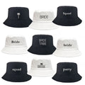Custom Embroidered Bride Bachelorette Squad Black White Bucket Hat Fashion Fishermen Cap for Travel Sun Hat