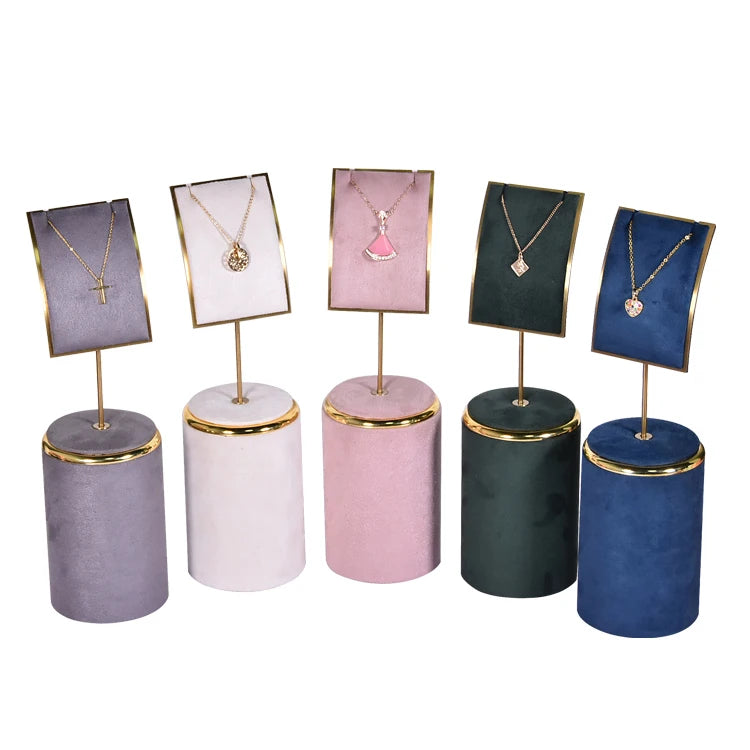 Shop Showcase Display Bust Wholesale Custom Fashion PU Leather Necklace Pendant Stand Jewelry Display for Bust Metal Display