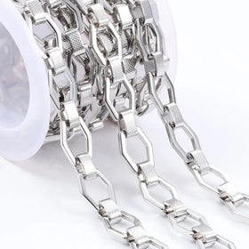 Trendy 9mm Width Stainless Steel Chains Rope Link DIY Waterproof Hypoallergenic Jewelry Findings for Women and Men's Bracelets