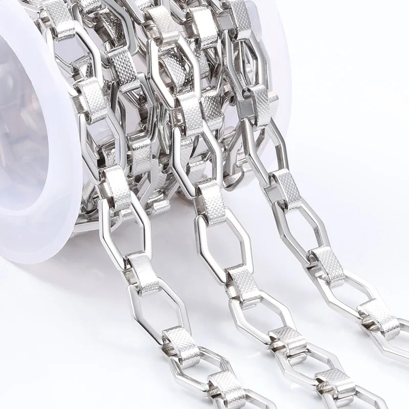 Trendy 9mm Width Stainless Steel Chains Rope Link DIY Waterproof Hypoallergenic Jewelry Findings for Women and Men's Bracelets