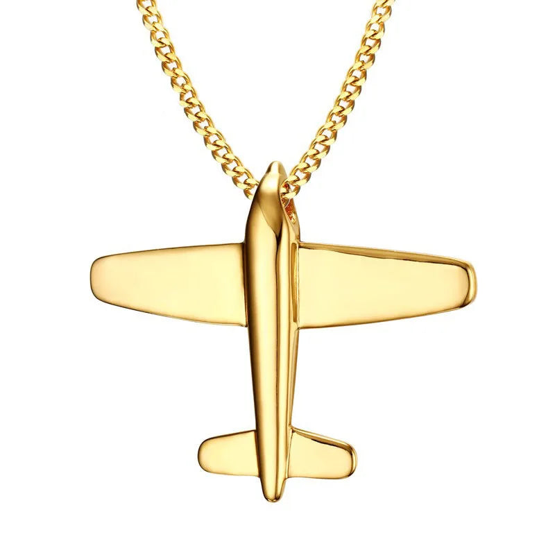 Airplane Aircraft Pendant Manufacturers Wholesale Arrogance Jewelry for Men Stainless Steel Necklace