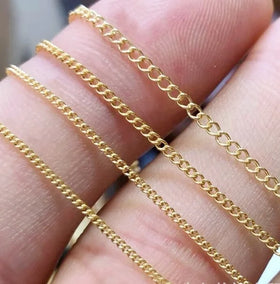 Real 14K Gold Filled Curb Link Chain 1MM/1.2MM/1.5MM/2.3MM Chain Necklace Horsewhip Extender Chain DIY Jewelry Making Accessory