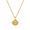 Dainty Titanium Steel Lip Link Chain Shell Necklace Women's Micro Inlaid Cubic Zircon CZ Shell Shape Necklace