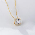 Classic Fashion Fine Wedding Jewelry 925 Sterling Silver Geometric Square Gold Plated Zircon Diamond Pendant Necklace for Women