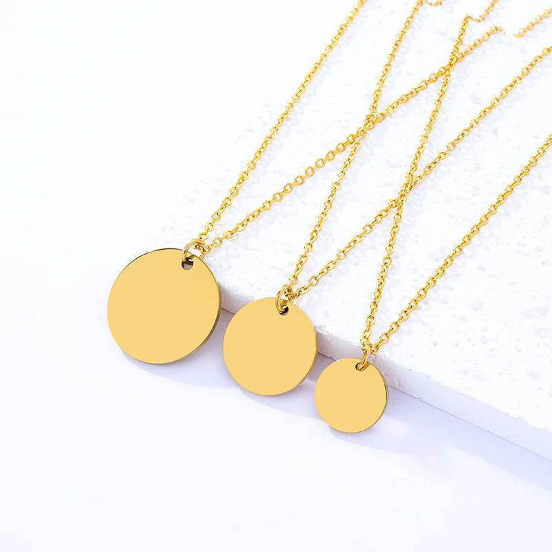 Stainless Steel Necklace 18K Gold Plated Rose Gold Disc Tag Life Tree Girl Design Link Chain Mother's Day Birthday Gift Jewelry