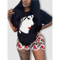 Hot New Summer Street Fashion Print High Stretch O Collar Regular Casual Hip Hop Lace Anti-Wrinkle Breathable Quick Dry T-shirt