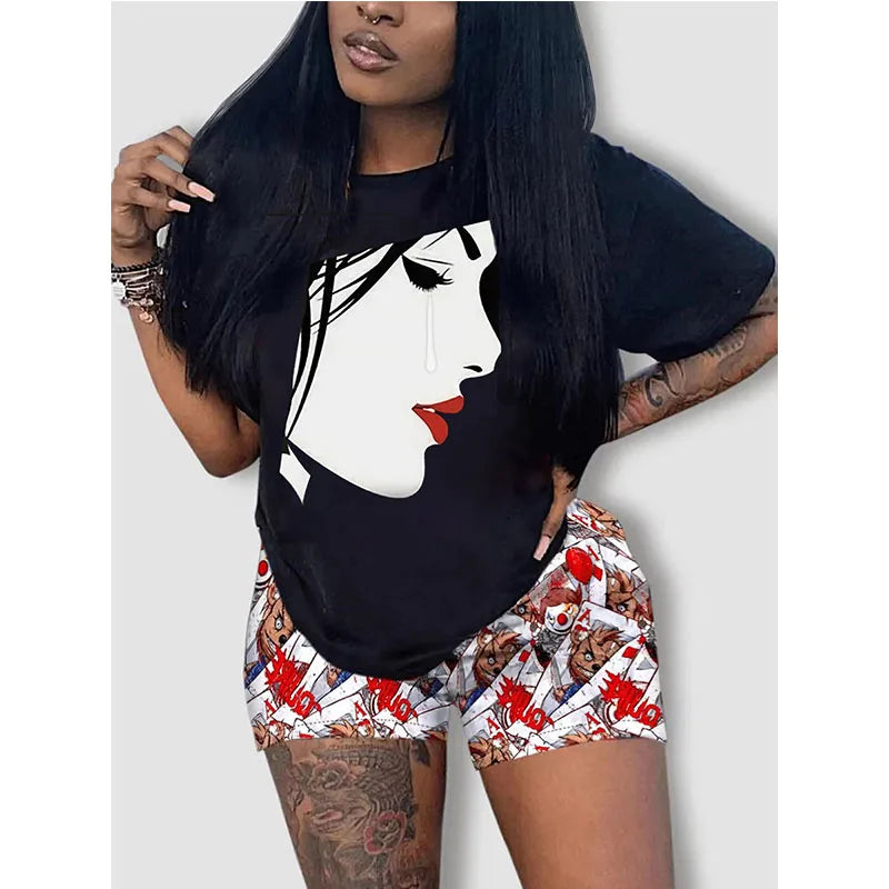 Hot New Summer Street Fashion Print High Stretch O Collar Regular Casual Hip Hop Lace Anti-Wrinkle Breathable Quick Dry T-shirt