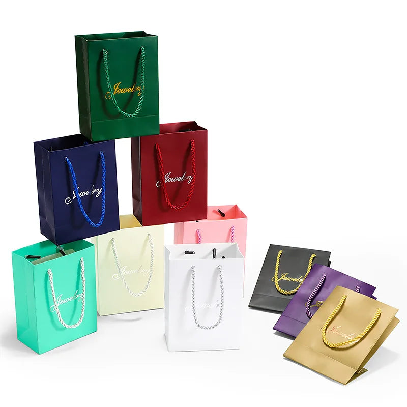 Custom Logo Printed Luxury Paper Gift Shopping Jewelry Packaging Paper Bags With Handles