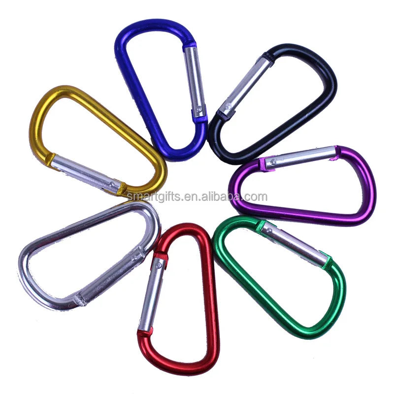 Aluminum Promotional Keychains & Carabiners D Shape Carabiner Hook Clips Spring Snap Hook