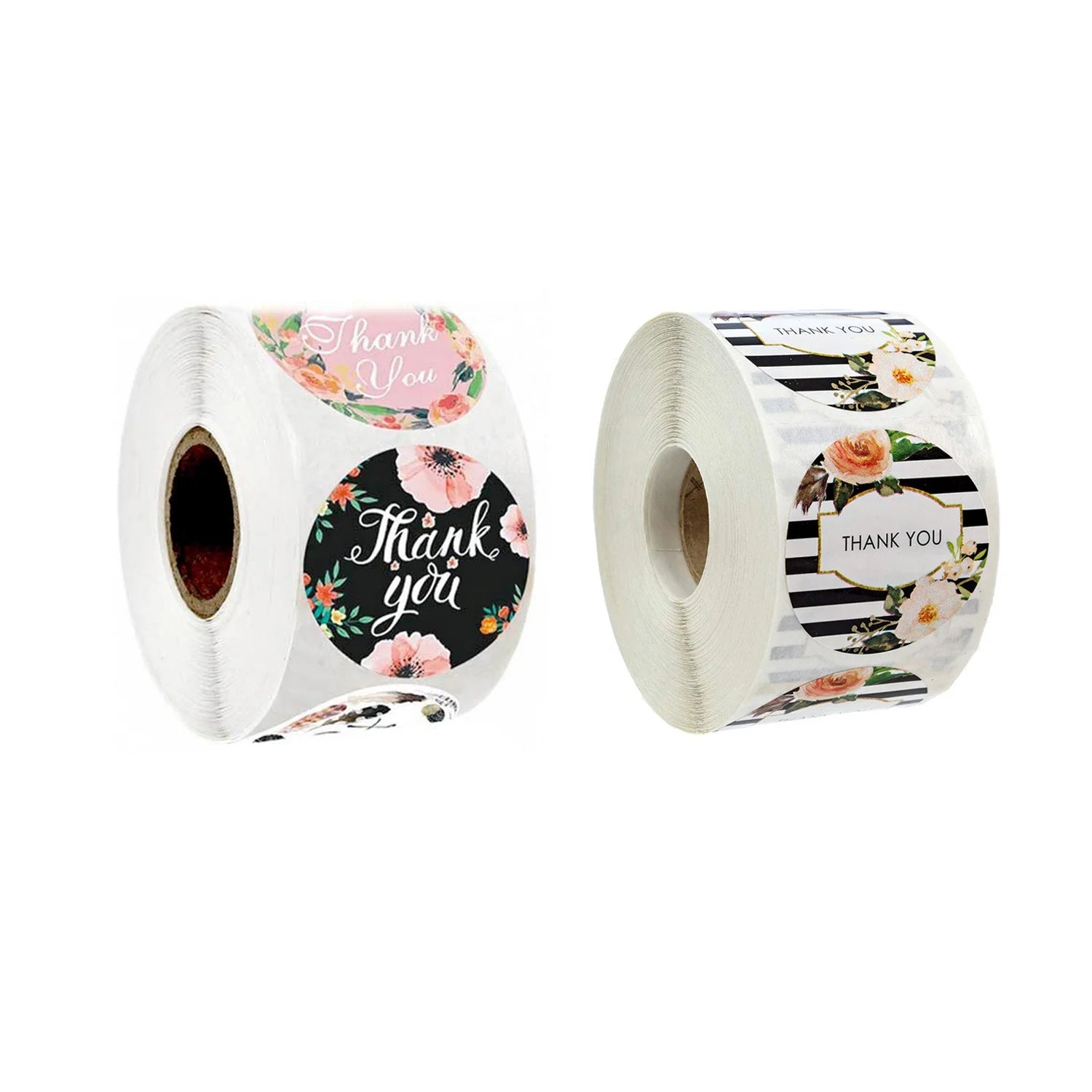 Custom Promotional Gifts Flowers Thank You Stickers Washi Label for Business School Handmade Crafts 1 Inch 500pcs Custom Roll