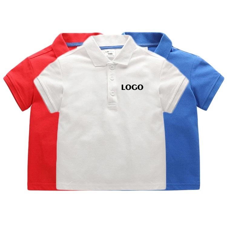 Custom Made Logo Polo Shirt for Kids Boys Polo Fashion Shirts for Boys Kids Polo Shirt White