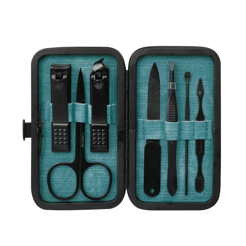 7pcs Manicure Set Nail Clipping Tools Portable Best Gift Travel Grooming Kit Nail Tools with Luxurious Travel Case