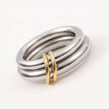 New Arrivals Women Fashion Dainty Personalized Design 18k Gold Plated Stainless Steel Double Layers Ring