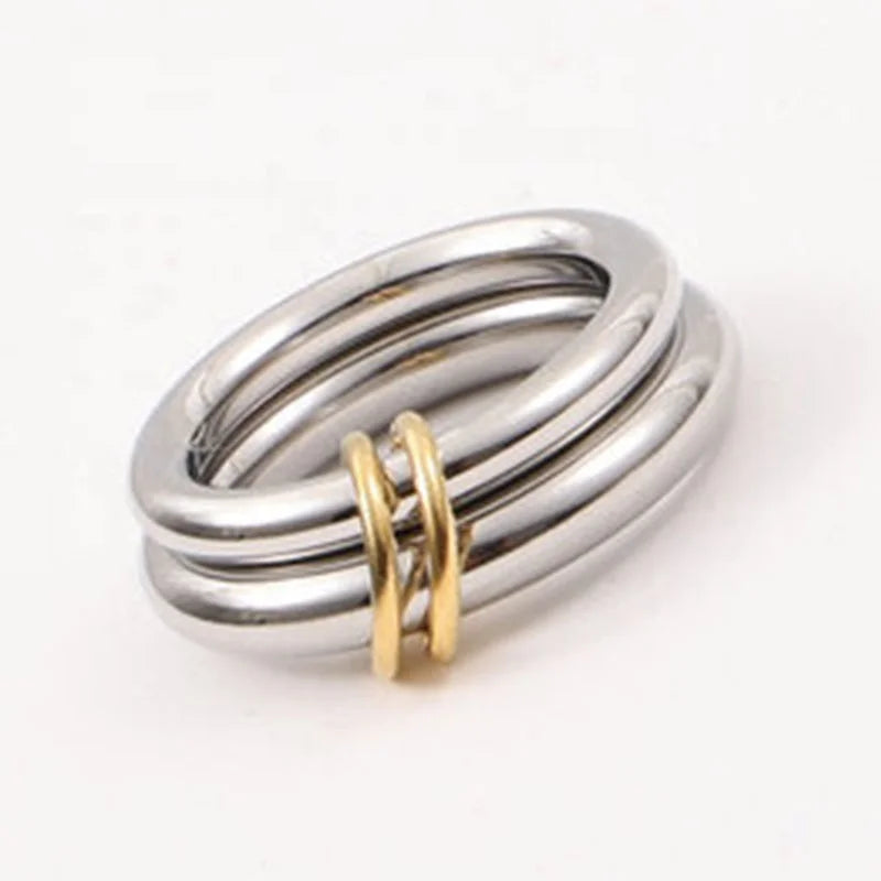 New Arrivals Women Fashion Dainty Personalized Design 18k Gold Plated Stainless Steel Double Layers Ring
