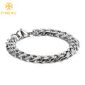 Wholesale Simple Jewelry Pulsera De Acero Inoxidabl Hip Hop Stainless Steel Chain Bracelet Men